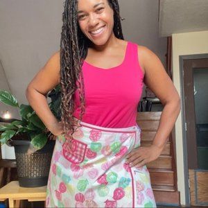 Lilly Pulitzer pink preppy wrap skirt clam digger fun pattern AOP